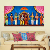 Spiritual Lord Ram Darbar Canvas Wall Painting for Home Clearance Sale